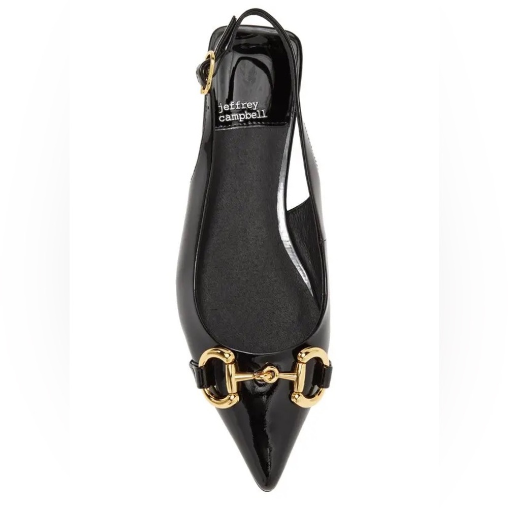 Jeffrey Campbell Evaline slingback pointed toe black patent leather 8